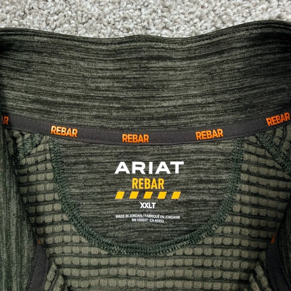 Ariat Rebar Gridwork Baselayer 1/4 Zip Long Sleeve T-Shirt Green Mens XXLT